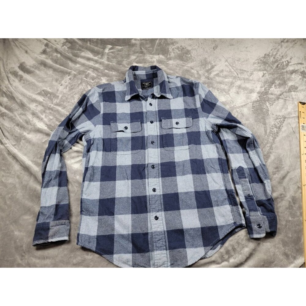 Abercrombie & Fitch Mens Medium Long Sleeve Shirt Medium Blue Plaid Flannel